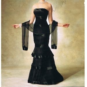 Black Silk Organza Gown W/ included Shawl